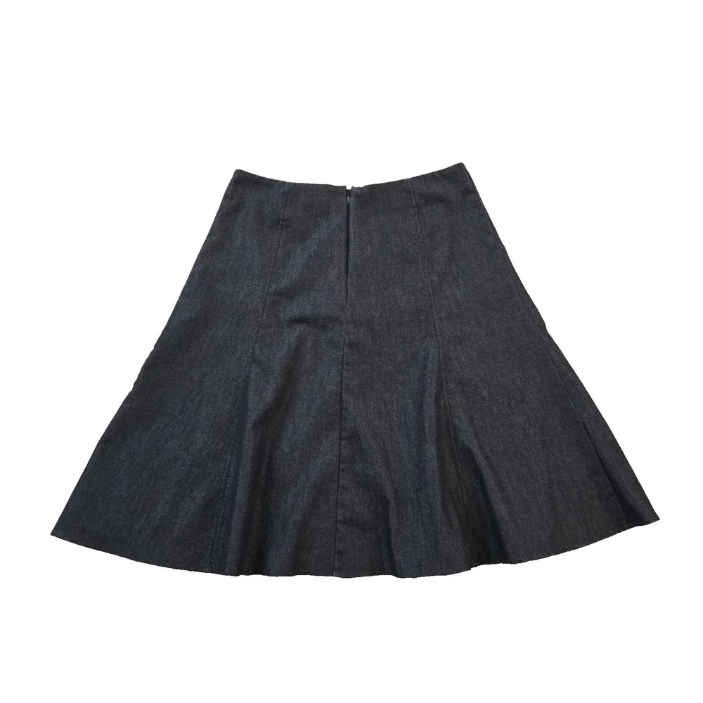 NYCC Women's‎ Jean Flared Skirt Knee Length Back Zip Light Black Denim Size 10